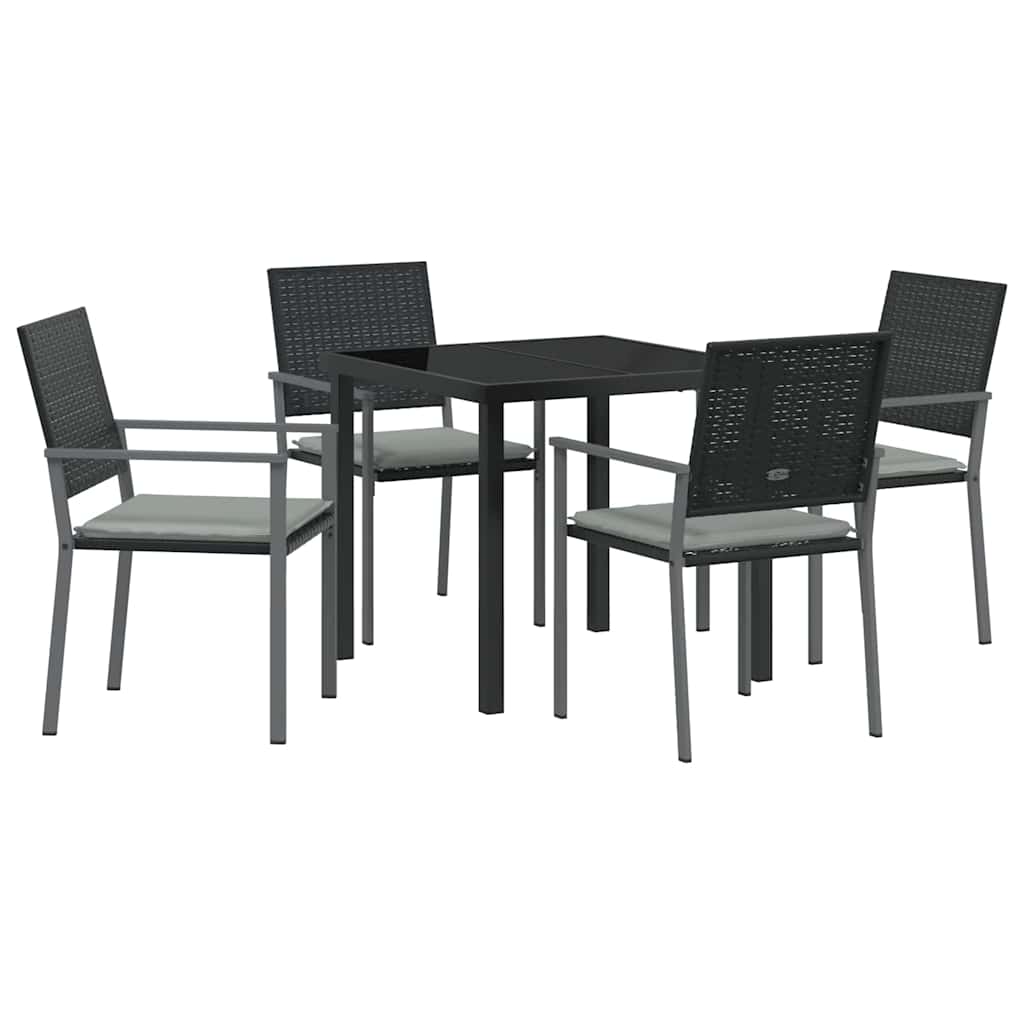 Ensemble de salle à manger pour jardin 5 pcs Noir et Gris Clair - XIOS