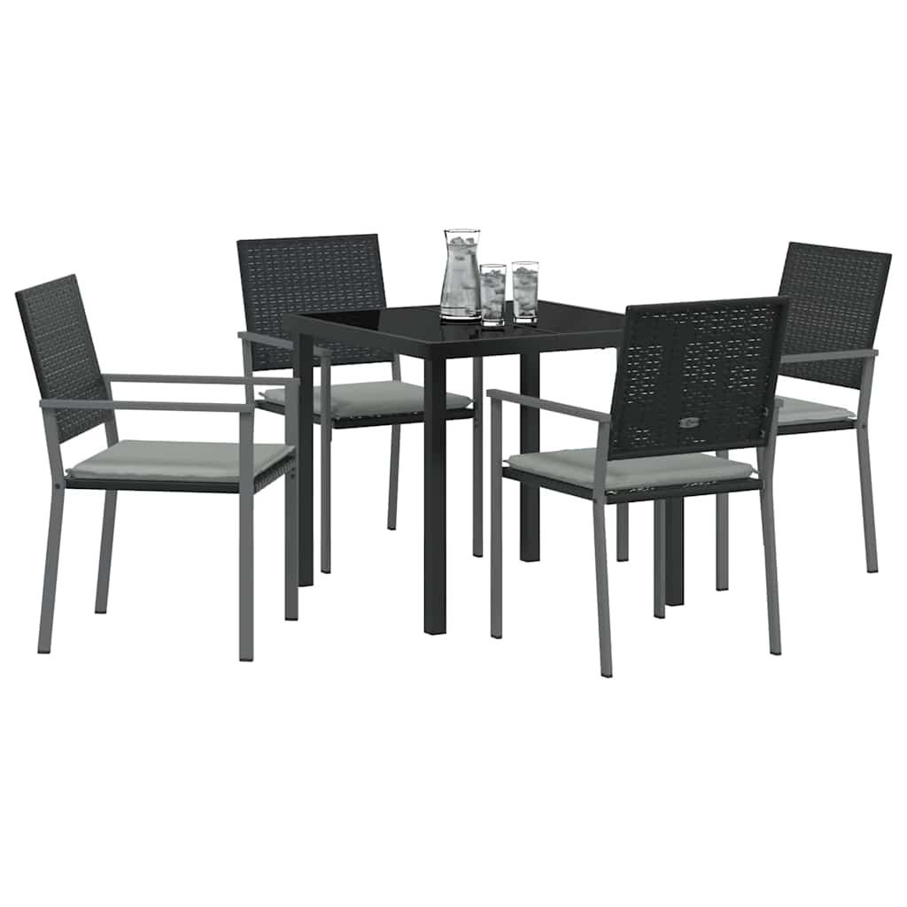 Ensemble de salle à manger pour jardin 5 pcs Noir et Gris Clair - XIOS