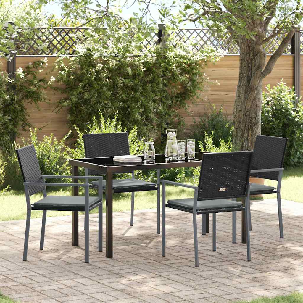 Ensemble de salle à manger pour jardin 5 pcs Noir et Gris Clair - XIOS