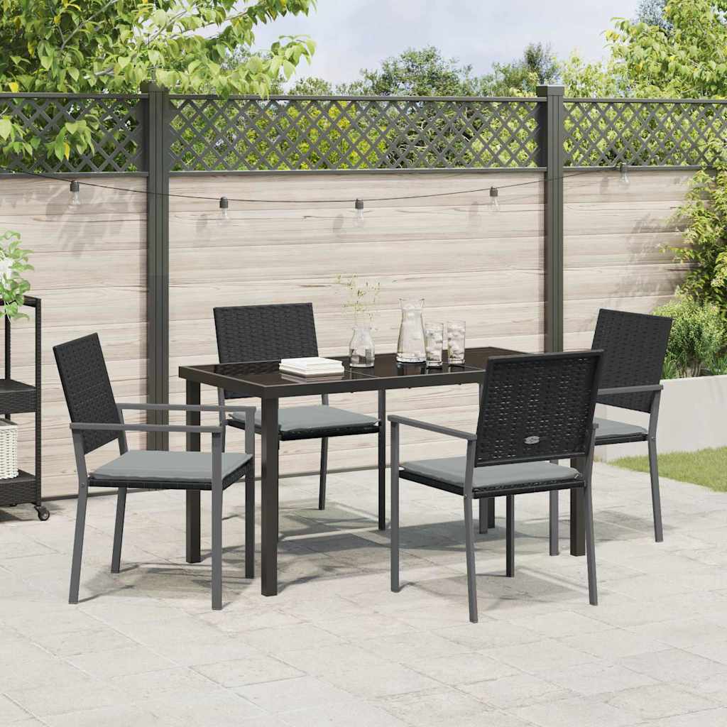 Ensemble de salle à manger pour jardin 5 pcs Noir et Gris Clair - XIOS
