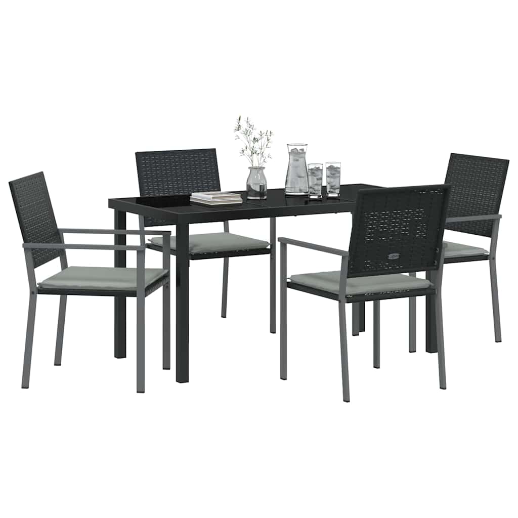 Ensemble de salle à manger pour jardin 5 pcs Noir et Gris Clair - XIOS