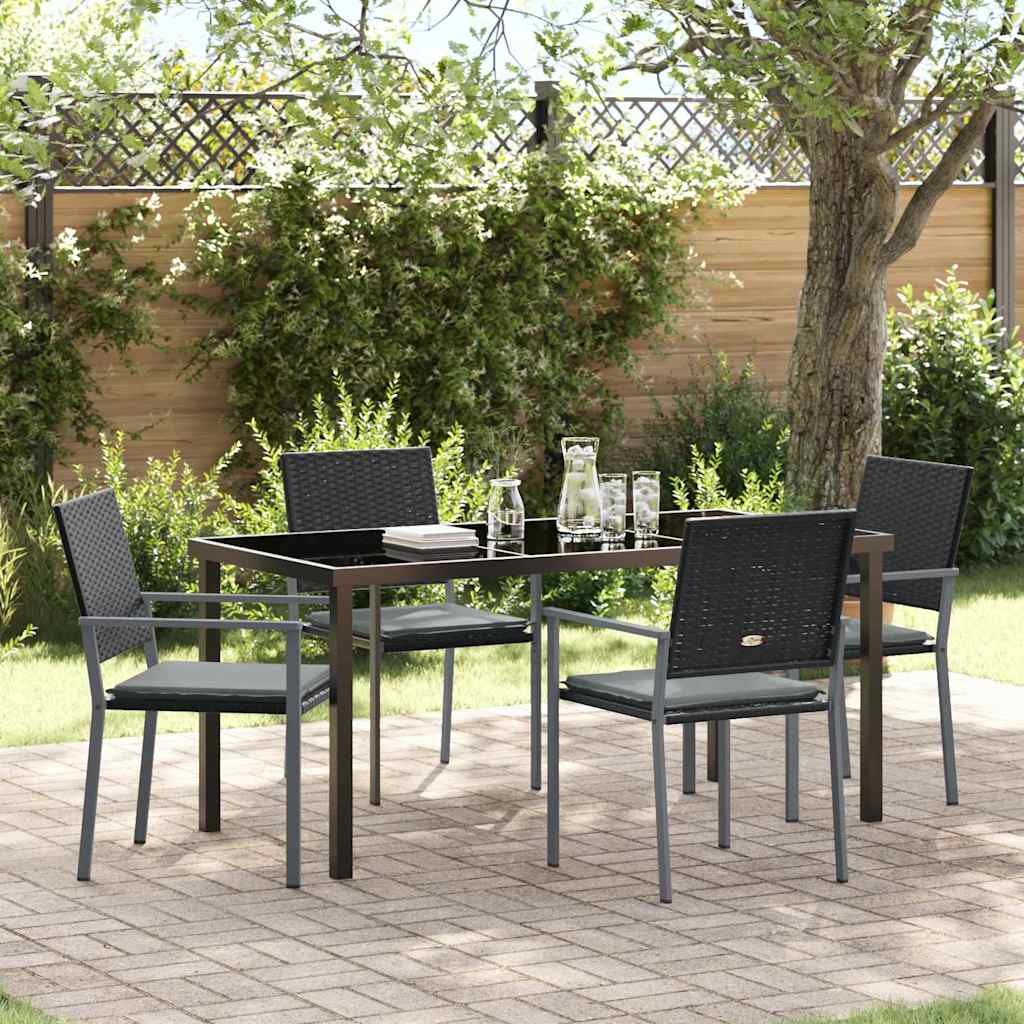 Ensemble de salle à manger pour jardin 5 pcs Noir et Gris Clair - XIOS