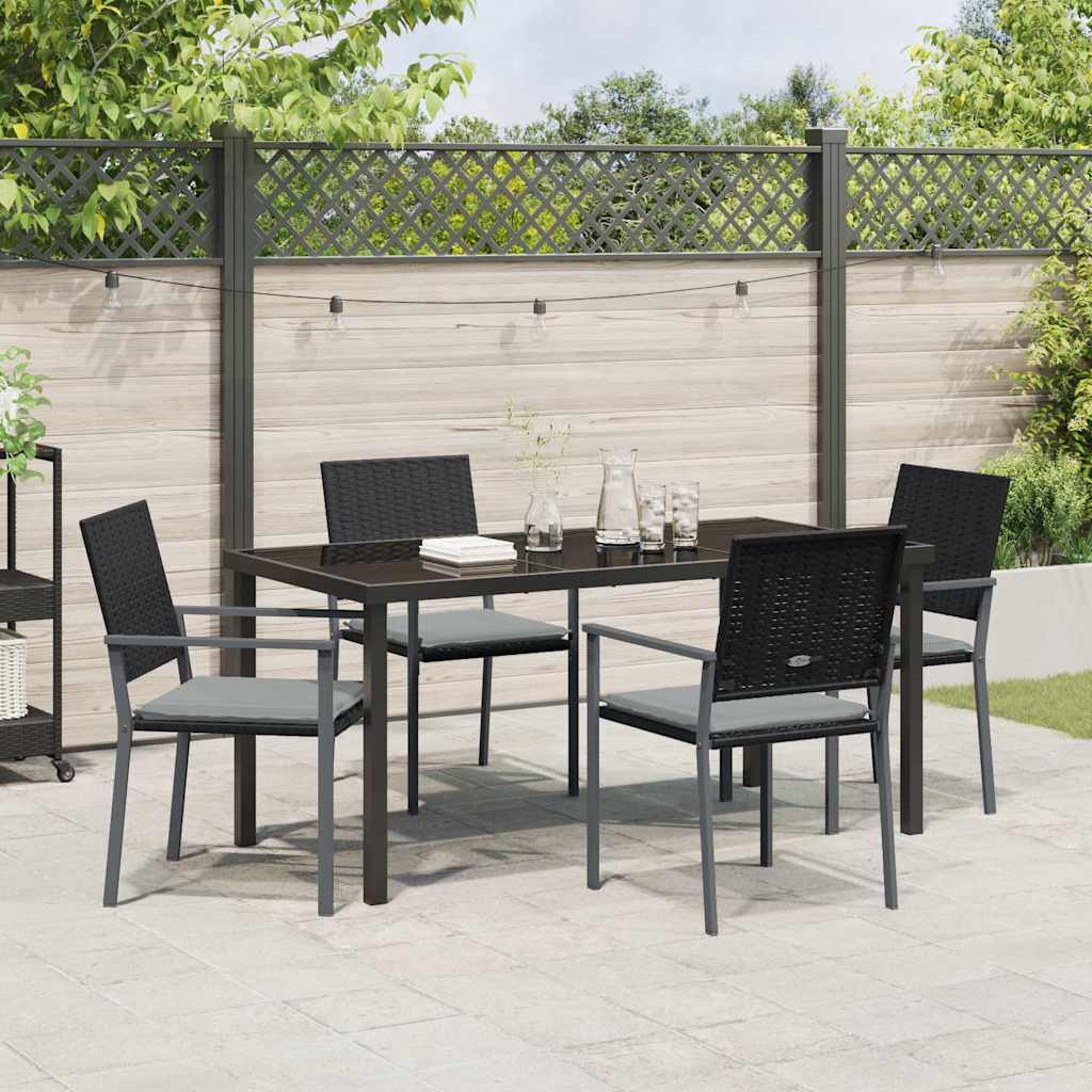 Ensemble de salle à manger pour jardin 5 pcs Noir et Gris Clair - XIOS