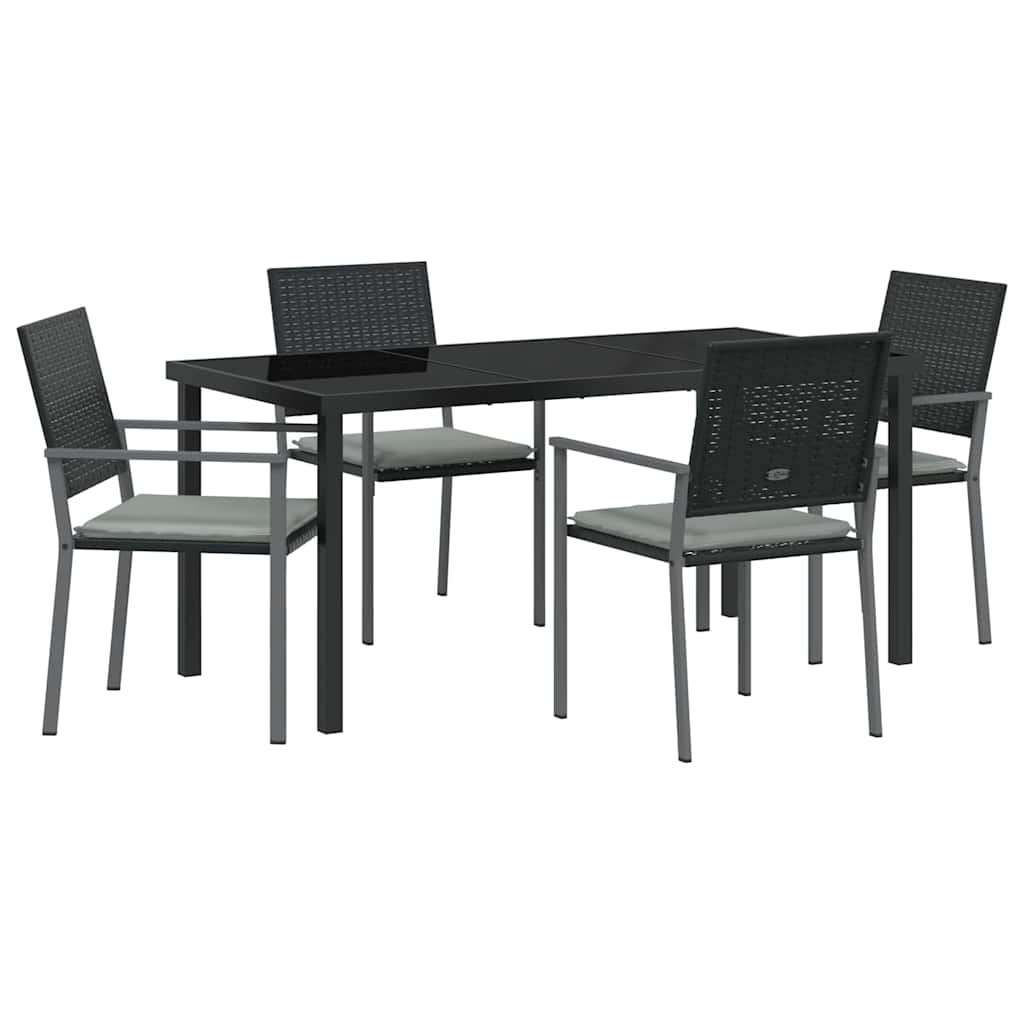 Ensemble de salle à manger pour jardin 5 pcs Noir et Gris Clair - XIOS