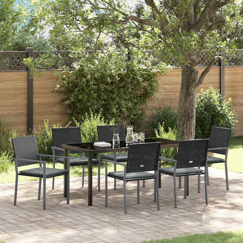 Ensemble de salle à manger pour jardin 7 pcs Noir et Gris Clair - XIOS