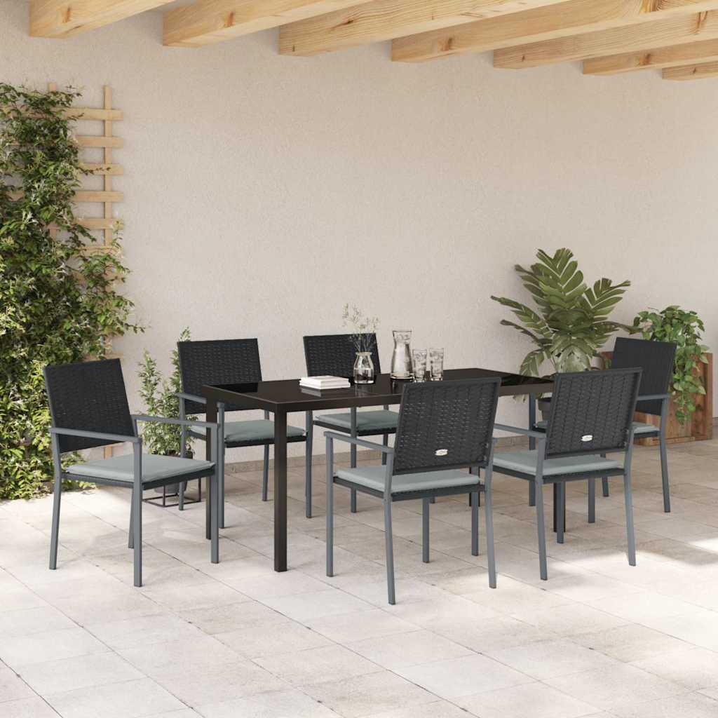 Ensemble de salle à manger pour jardin 7 pcs Noir et Gris Clair - XIOS