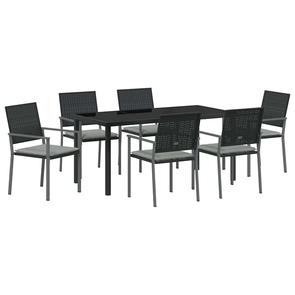 Ensemble de salle à manger pour jardin 7 pcs Noir et Gris Clair - XIOS