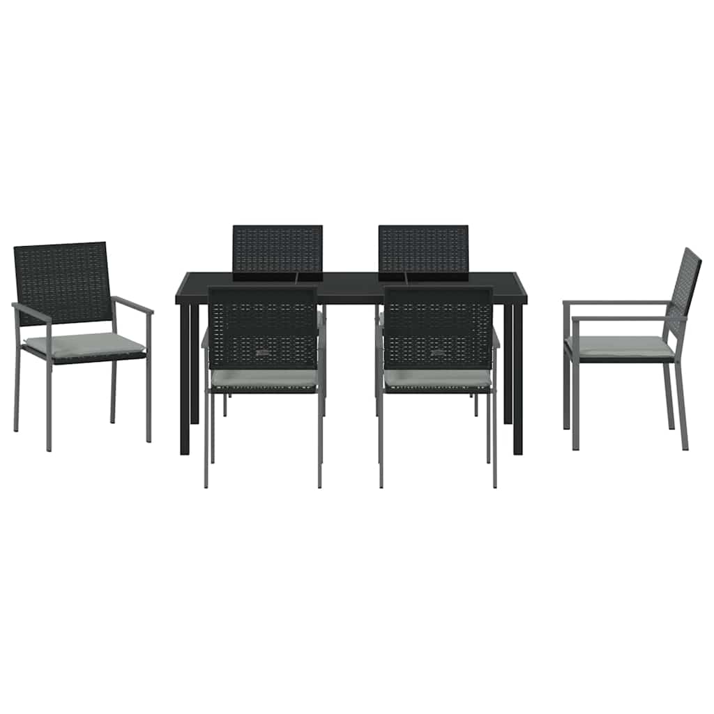Ensemble de salle à manger pour jardin 7 pcs Noir et Gris Clair - XIOS