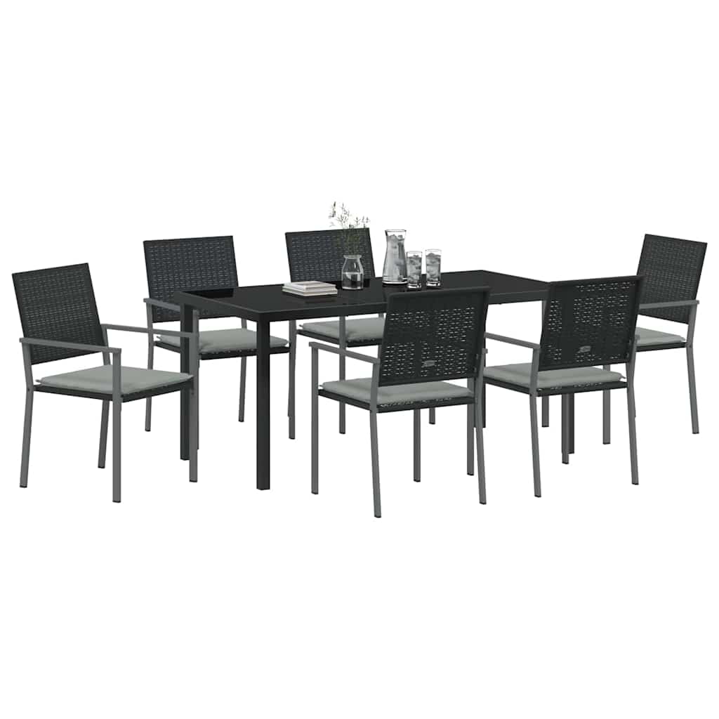 Ensemble de salle à manger pour jardin 7 pcs Noir et Gris Clair - XIOS