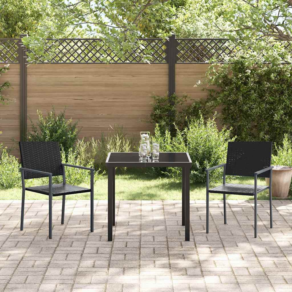 Ensemble de salle à manger pour jardin 3 pcs Noir Rotin PE - XIOS