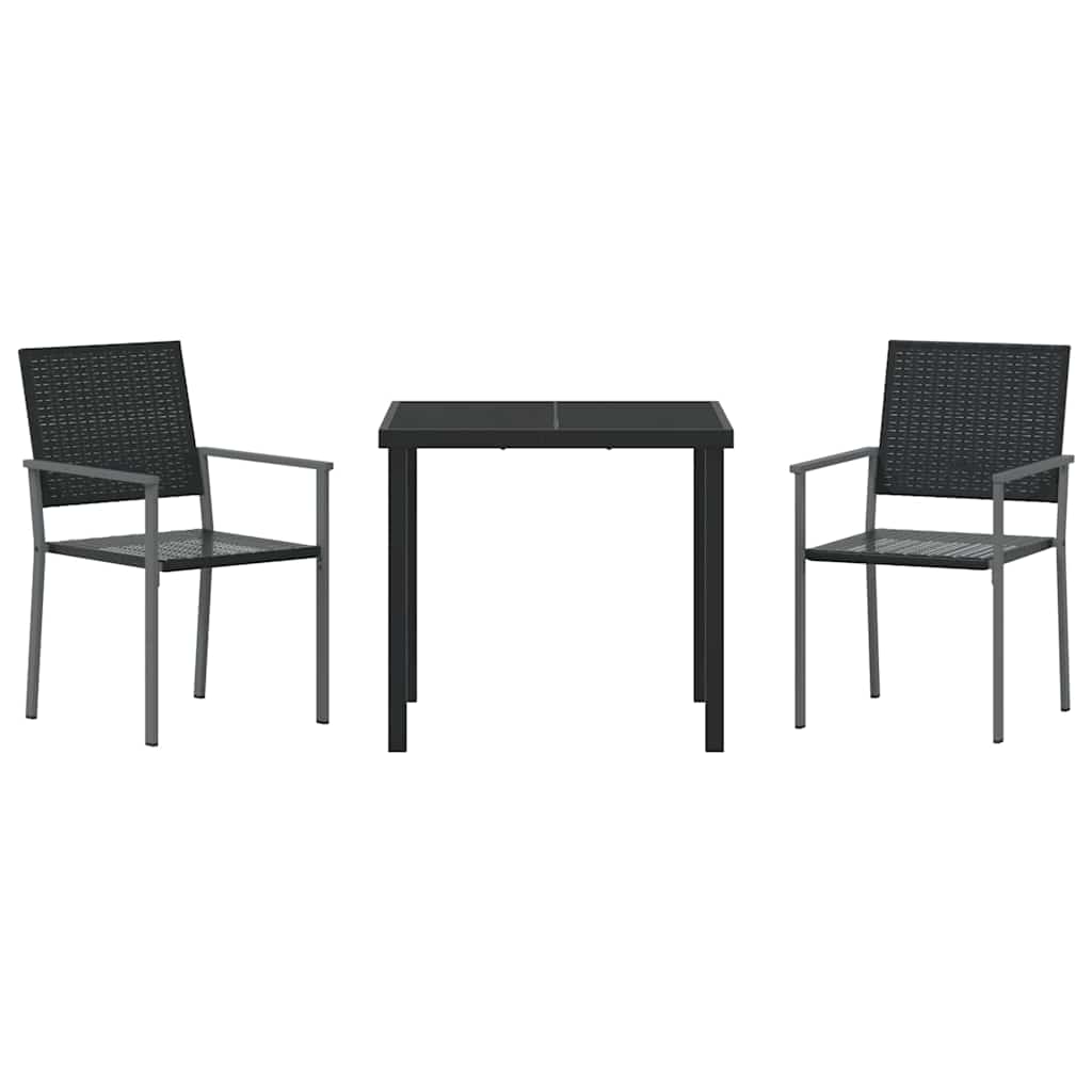 Ensemble de salle à manger pour jardin 3 pcs Noir Rotin PE - XIOS
