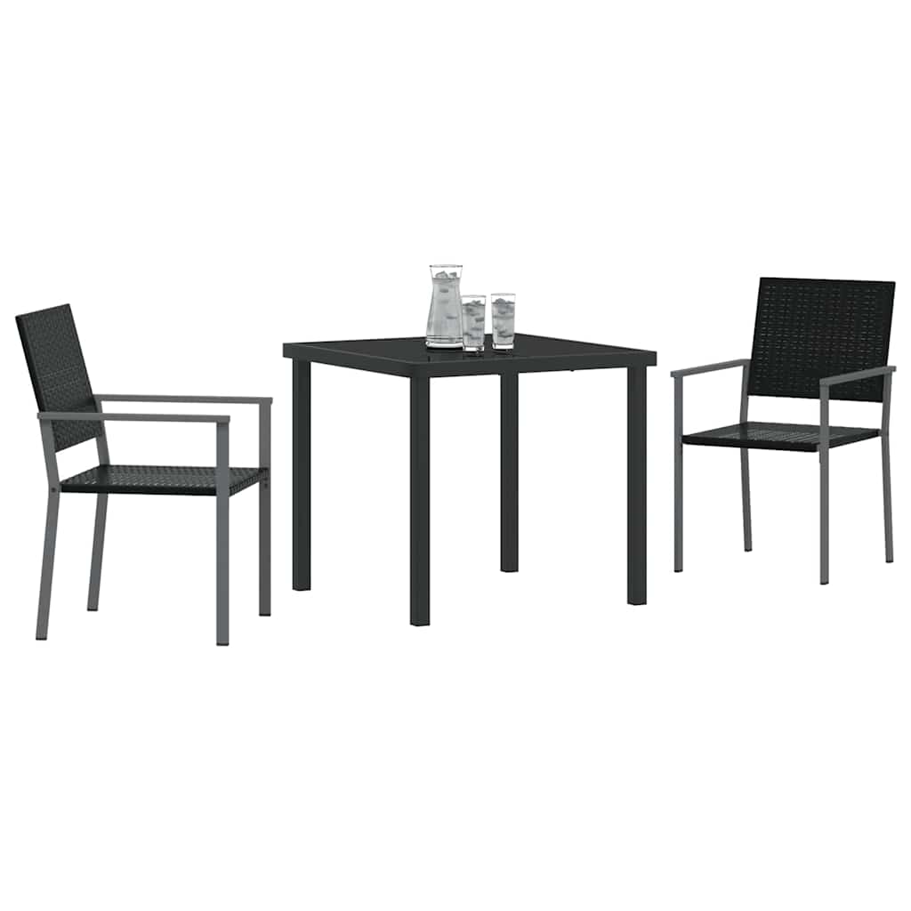 Ensemble de salle à manger pour jardin 3 pcs Noir Rotin PE - XIOS