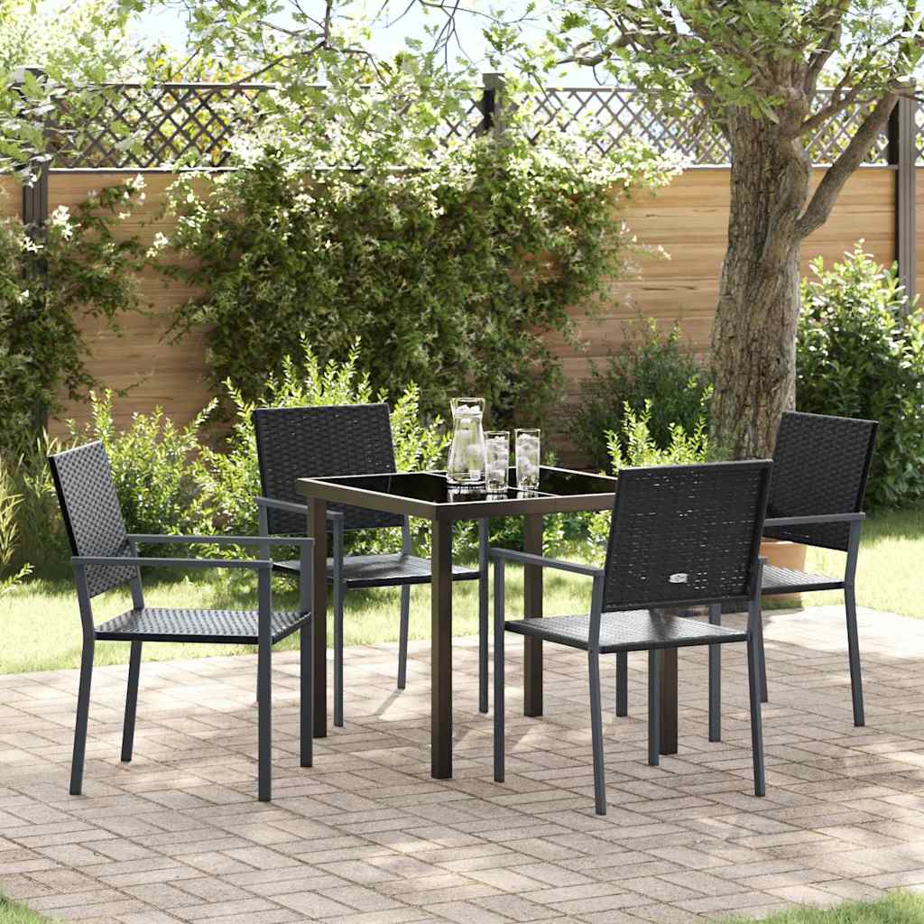 Ensemble de salle à manger pour jardin 5 pcs Noir Rotin PE - XIOS