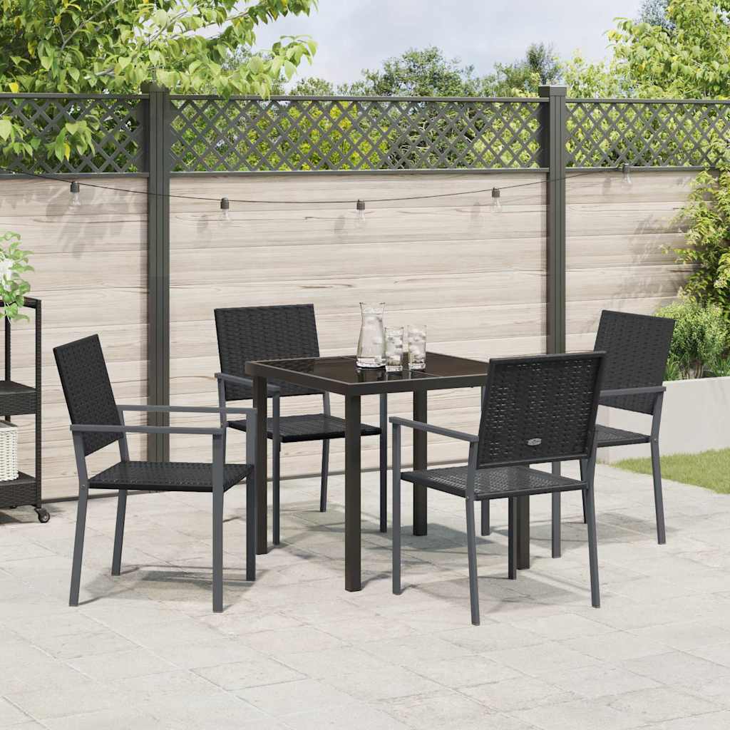 Ensemble de salle à manger pour jardin 5 pcs Noir Rotin PE - XIOS