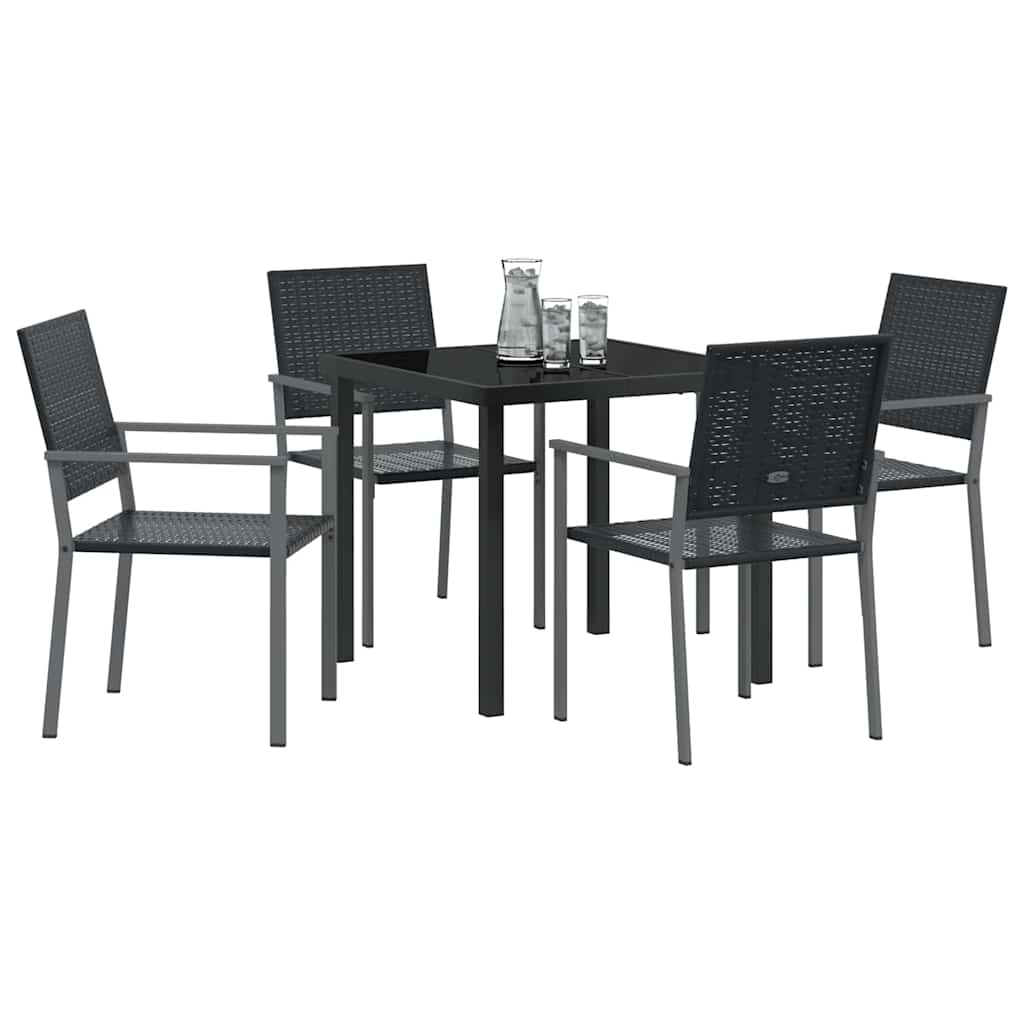 Ensemble de salle à manger pour jardin 5 pcs Noir Rotin PE - XIOS