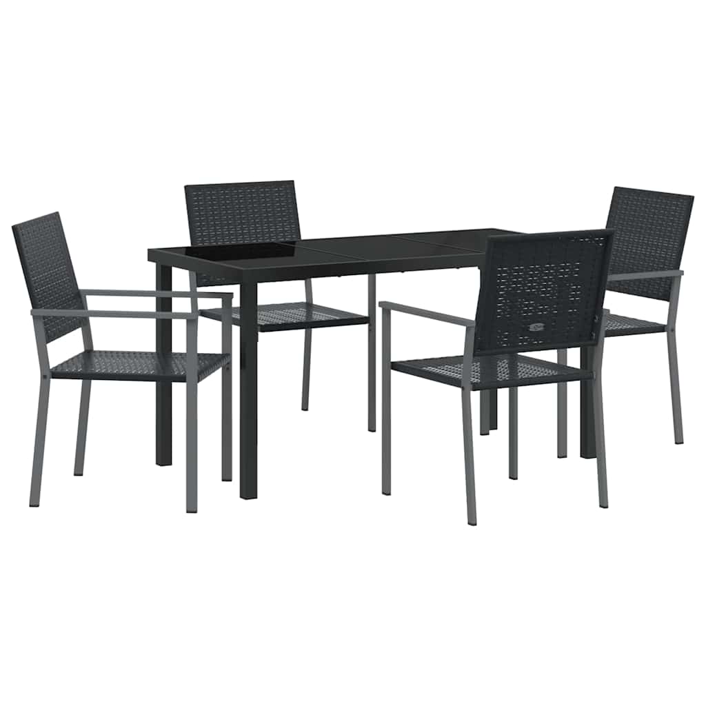 Ensemble de salle à manger pour jardin 5 pcs Noir Rotin PE - XIOS
