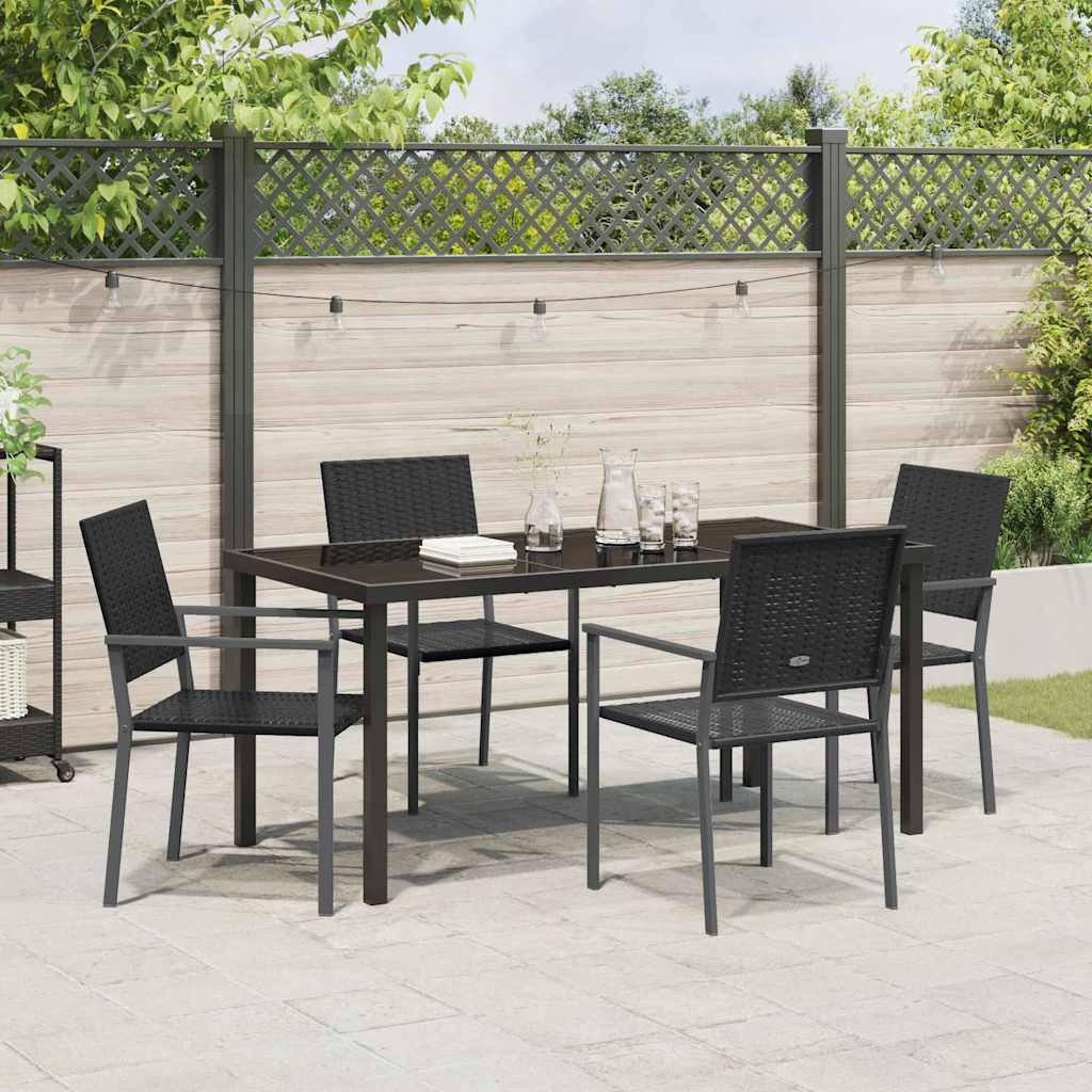 Ensemble de salle à manger pour jardin 5 pcs Noir Rotin PE - XIOS