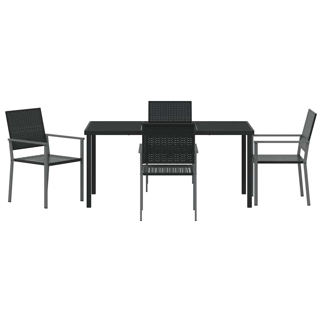 Ensemble de salle à manger pour jardin 5 pcs Noir Rotin PE - XIOS
