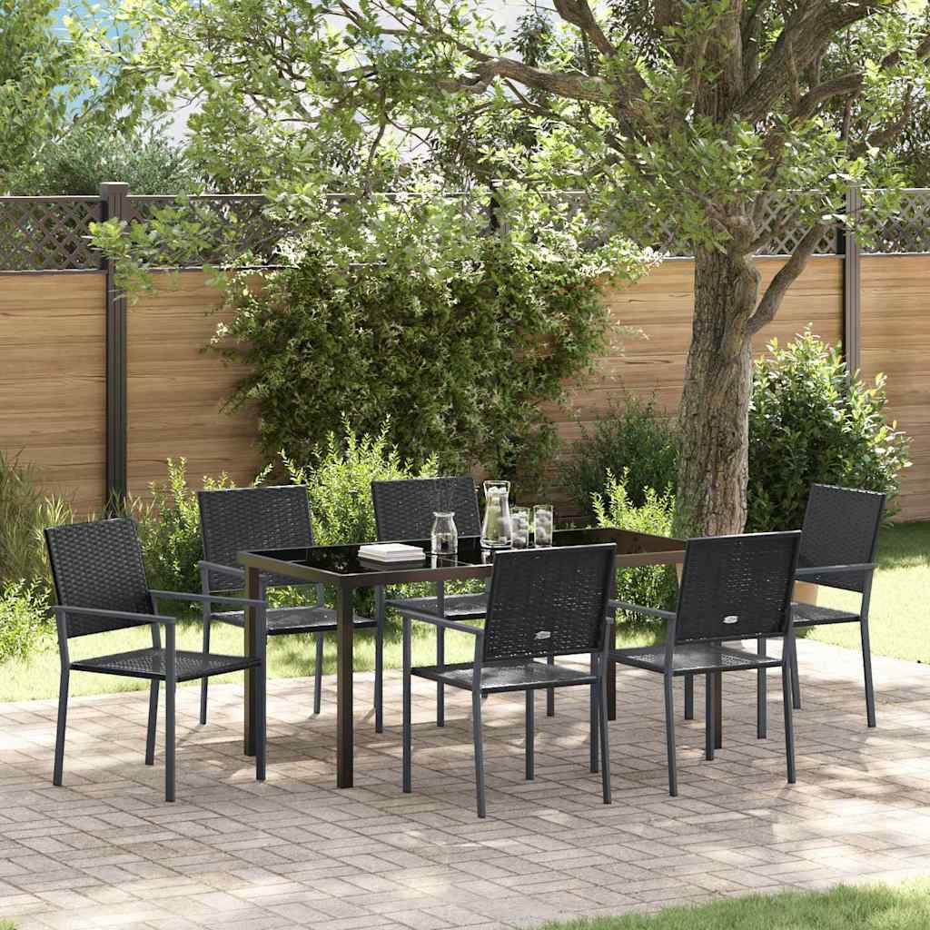 Ensemble de salle à manger pour jardin 7 pcs Noir Rotin PE - XIOS