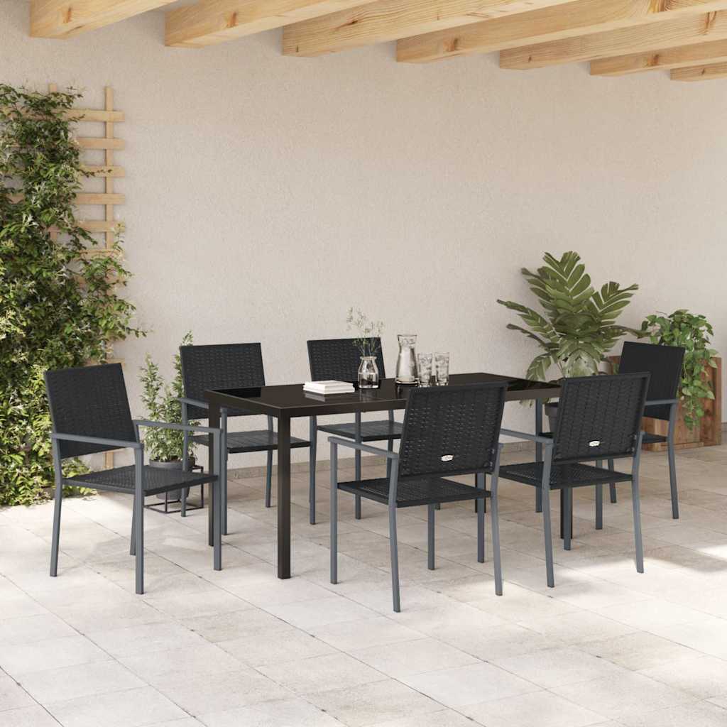 Ensemble de salle à manger pour jardin 7 pcs Noir Rotin PE - XIOS