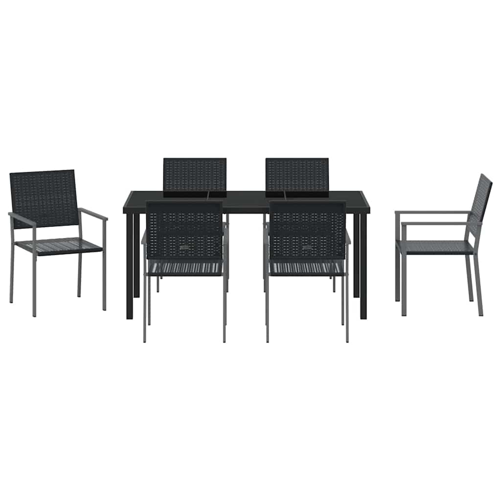 Ensemble de salle à manger pour jardin 7 pcs Noir Rotin PE - XIOS