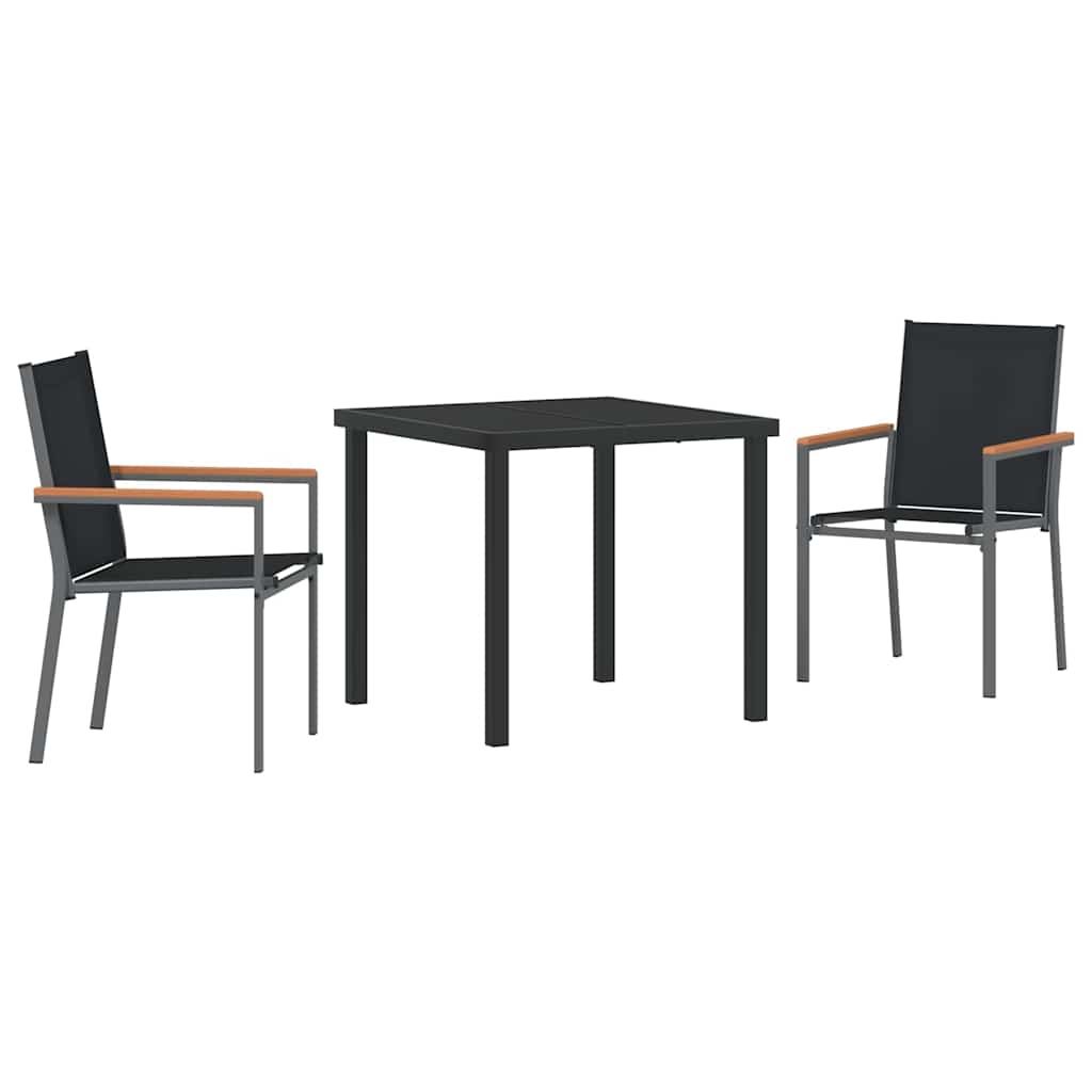 Ensemble de salle à manger pour jardin 3 pcs Noir - XIOS