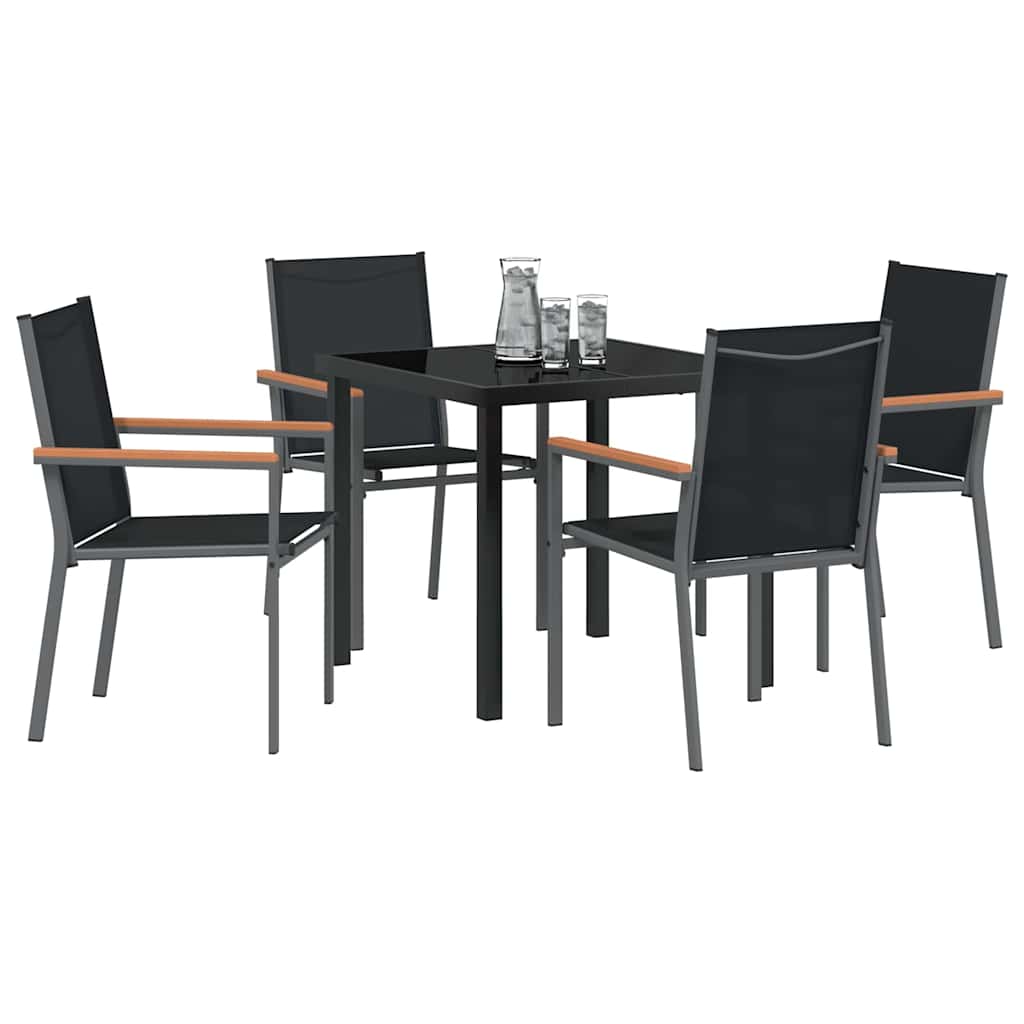 Ensemble de salle à manger pour jardin 5 pcs Noir - XIOS