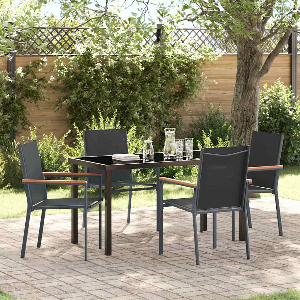 Ensemble de salle à manger pour jardin 5 pcs Noir - XIOS