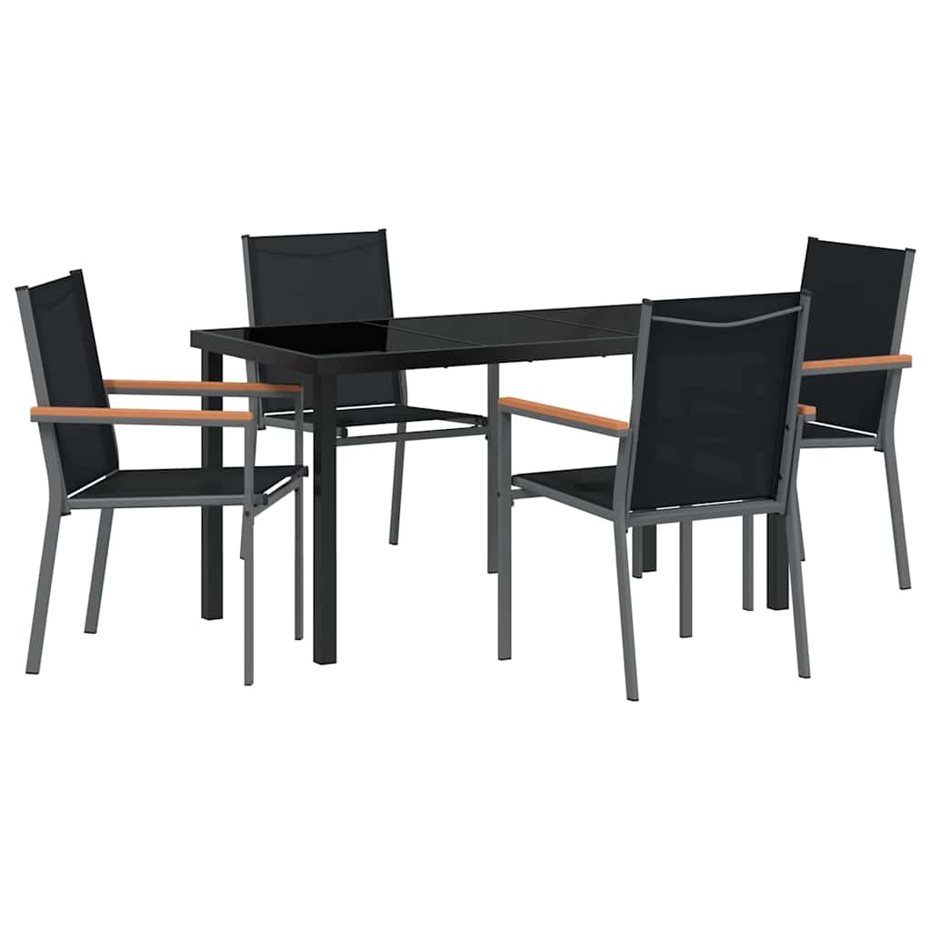 Ensemble de salle à manger pour jardin 5 pcs Noir - XIOS