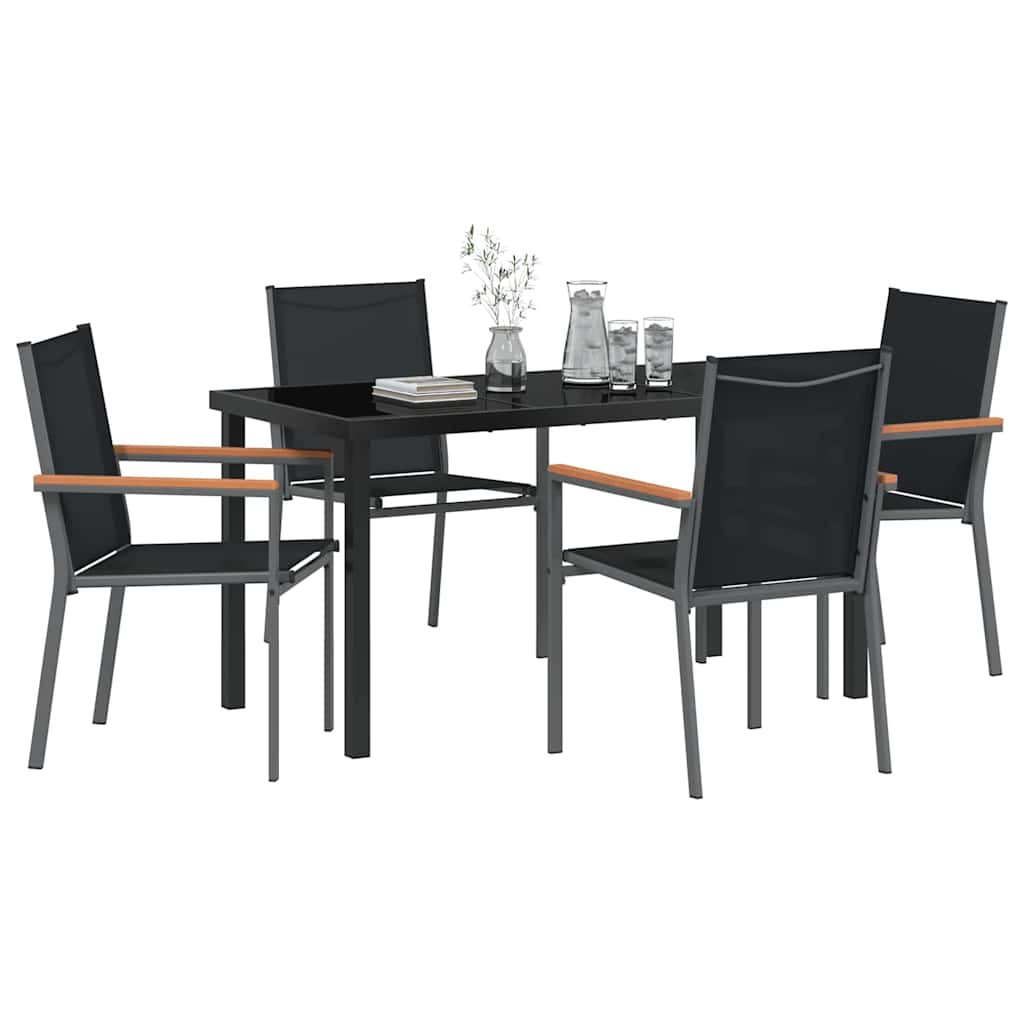Ensemble de salle à manger pour jardin 5 pcs Noir - XIOS