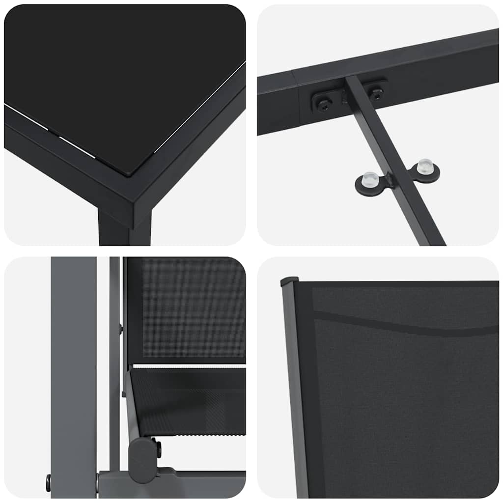 Ensemble de salle à manger pour jardin 5 pcs Noir - XIOS
