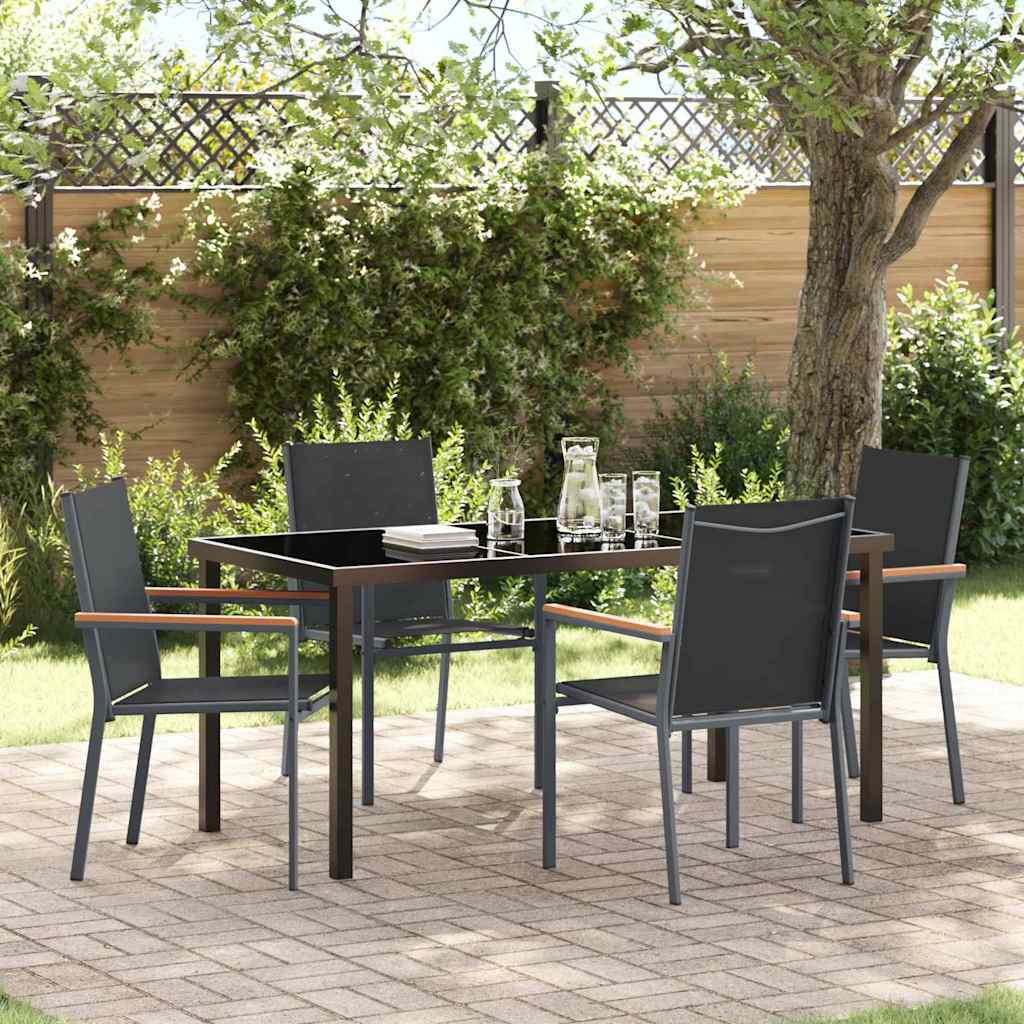 Ensemble de salle à manger pour jardin 5 pcs Noir - XIOS