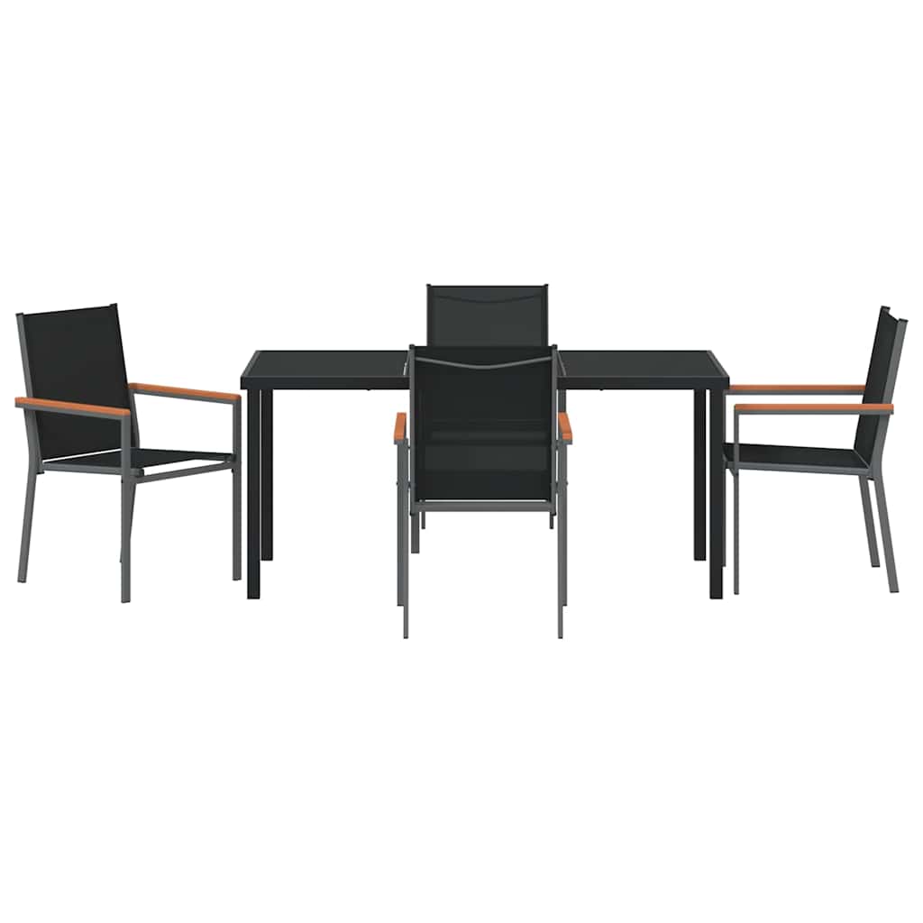 Ensemble de salle à manger pour jardin 5 pcs Noir - XIOS