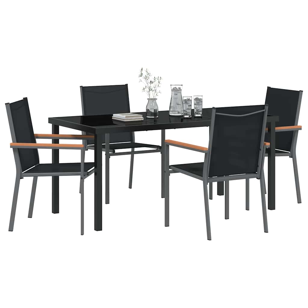 Ensemble de salle à manger pour jardin 5 pcs Noir - XIOS
