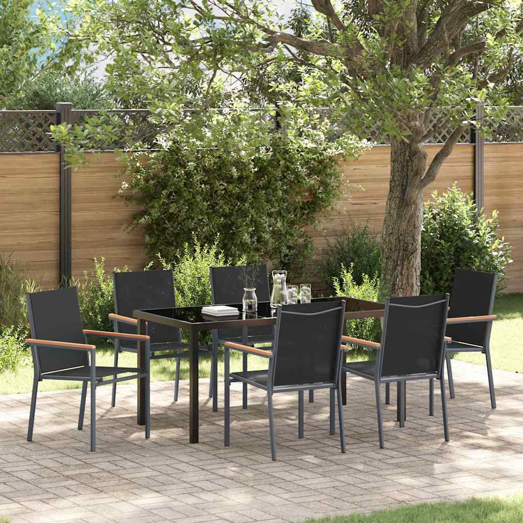Ensemble de salle à manger pour jardin 7 pcs Noir - XIOS