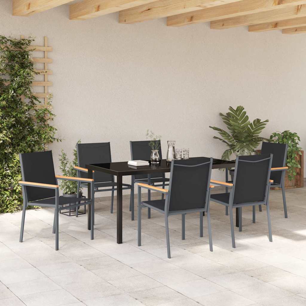 Ensemble de salle à manger pour jardin 7 pcs Noir - XIOS