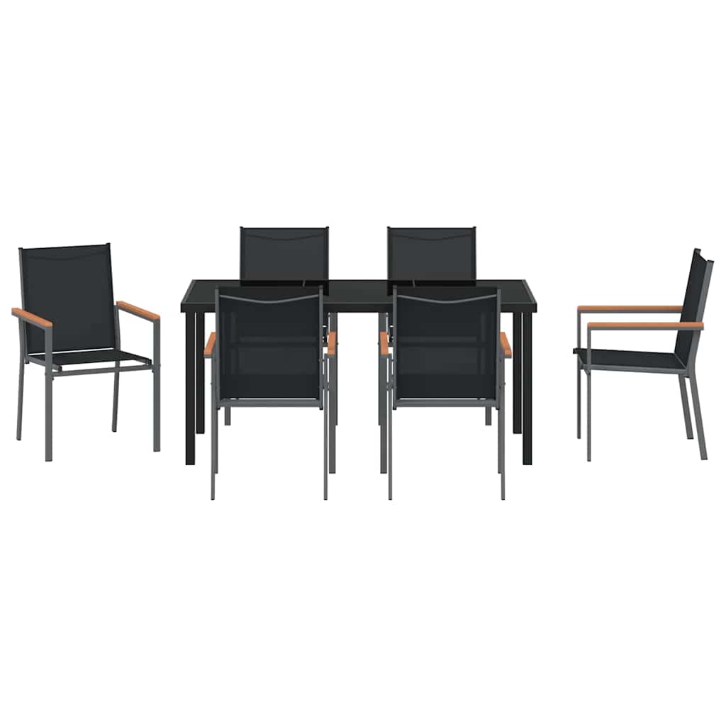 Ensemble de salle à manger pour jardin 7 pcs Noir - XIOS