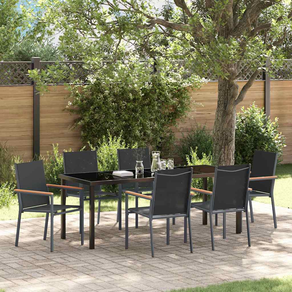 Ensemble de salle à manger pour jardin 7 pcs Noir - XIOS