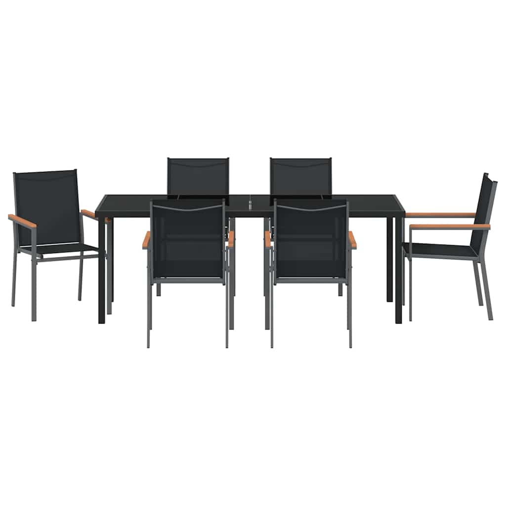 Ensemble de salle à manger pour jardin 7 pcs Noir - XIOS