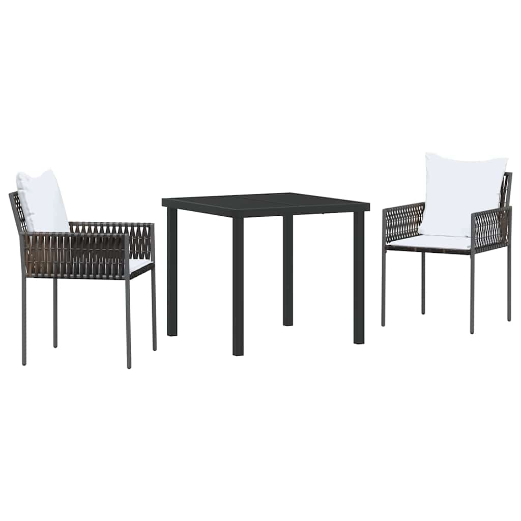 Ensemble de salle à manger pour jardin 3 pcs Marron et Noir - XIOS