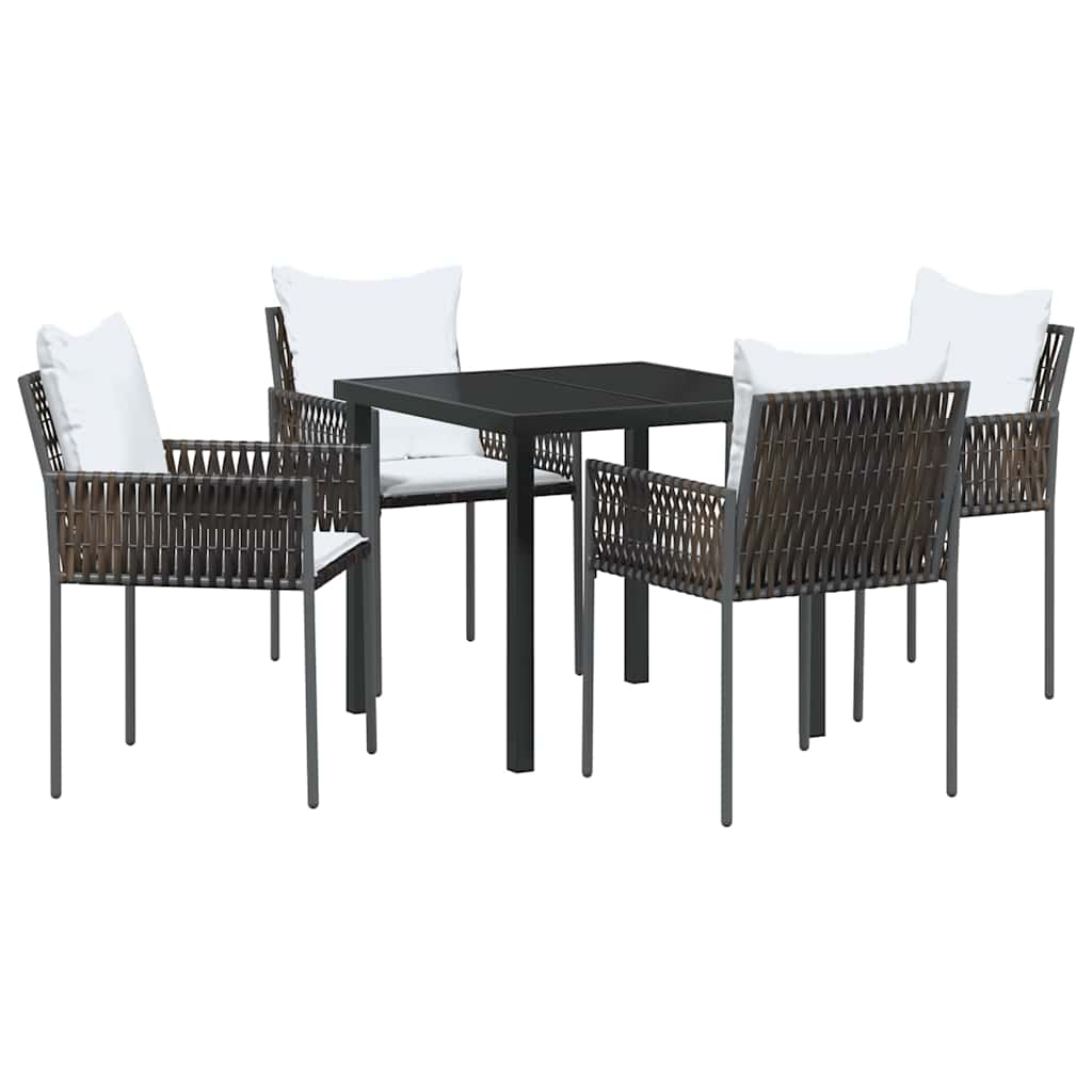 Ensemble de salle à manger pour jardin 5 pcs Marron et Noir - XIOS