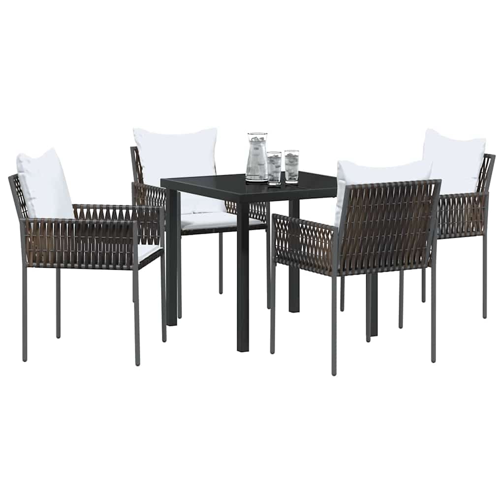 Ensemble de salle à manger pour jardin 5 pcs Marron et Noir - XIOS