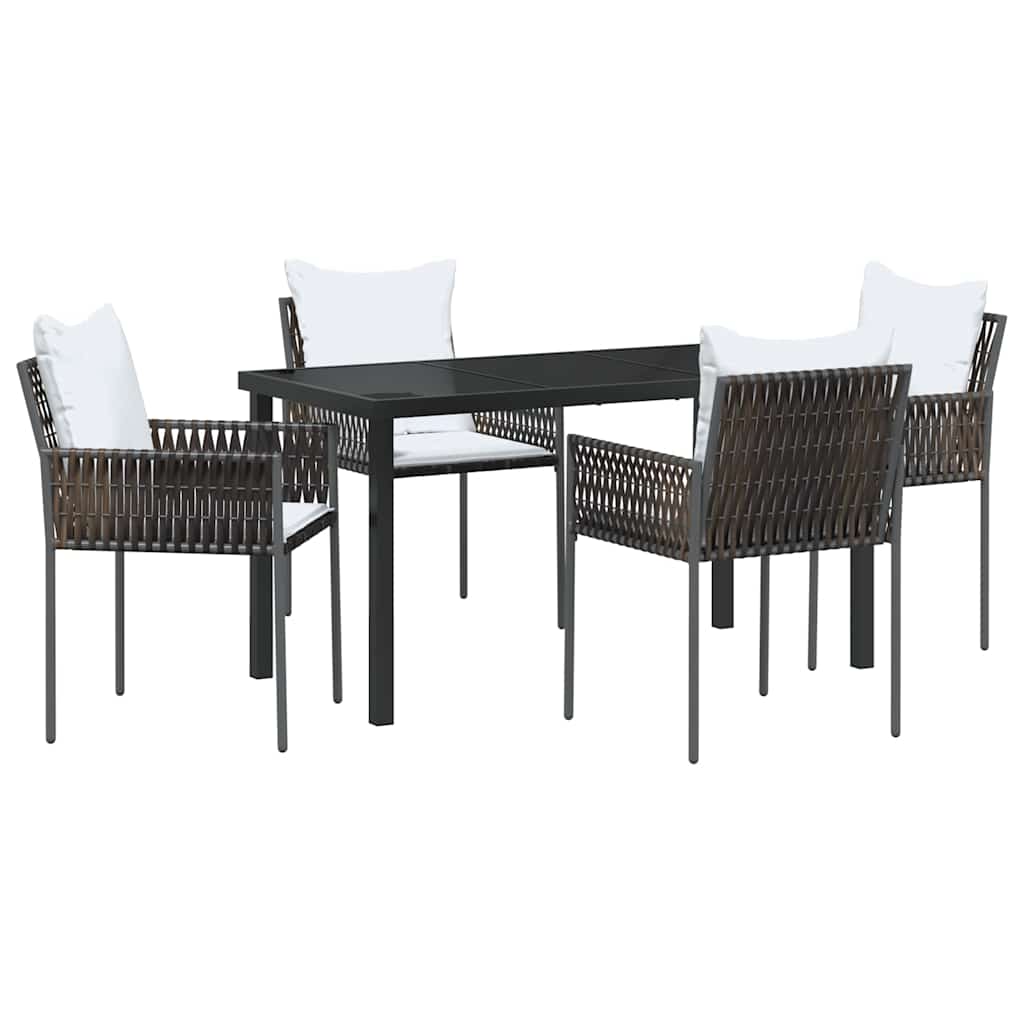 Ensemble de salle à manger pour jardin 5 pcs Marron et Noir - XIOS