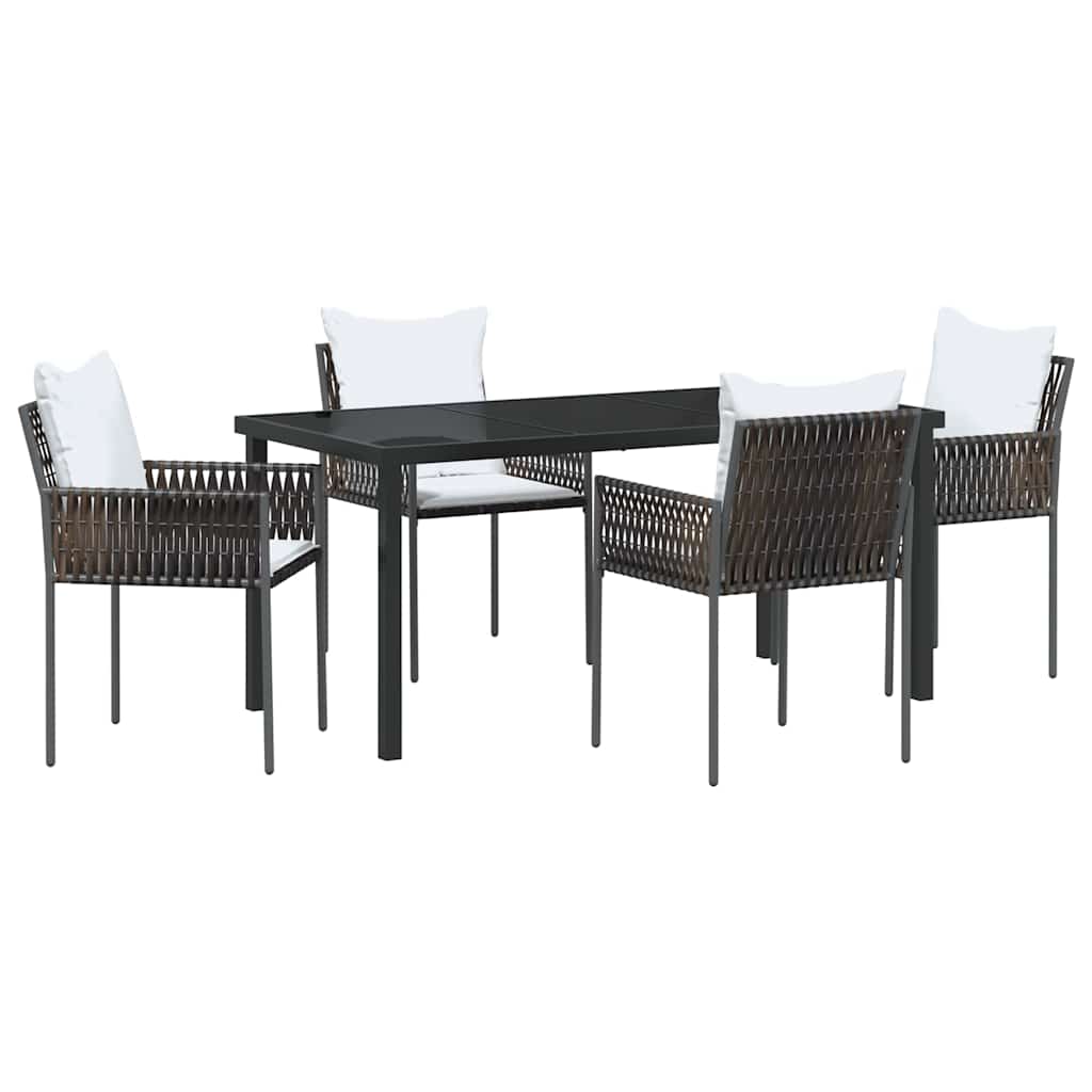 Ensemble de salle à manger pour jardin 5 pcs Marron et Noir - XIOS