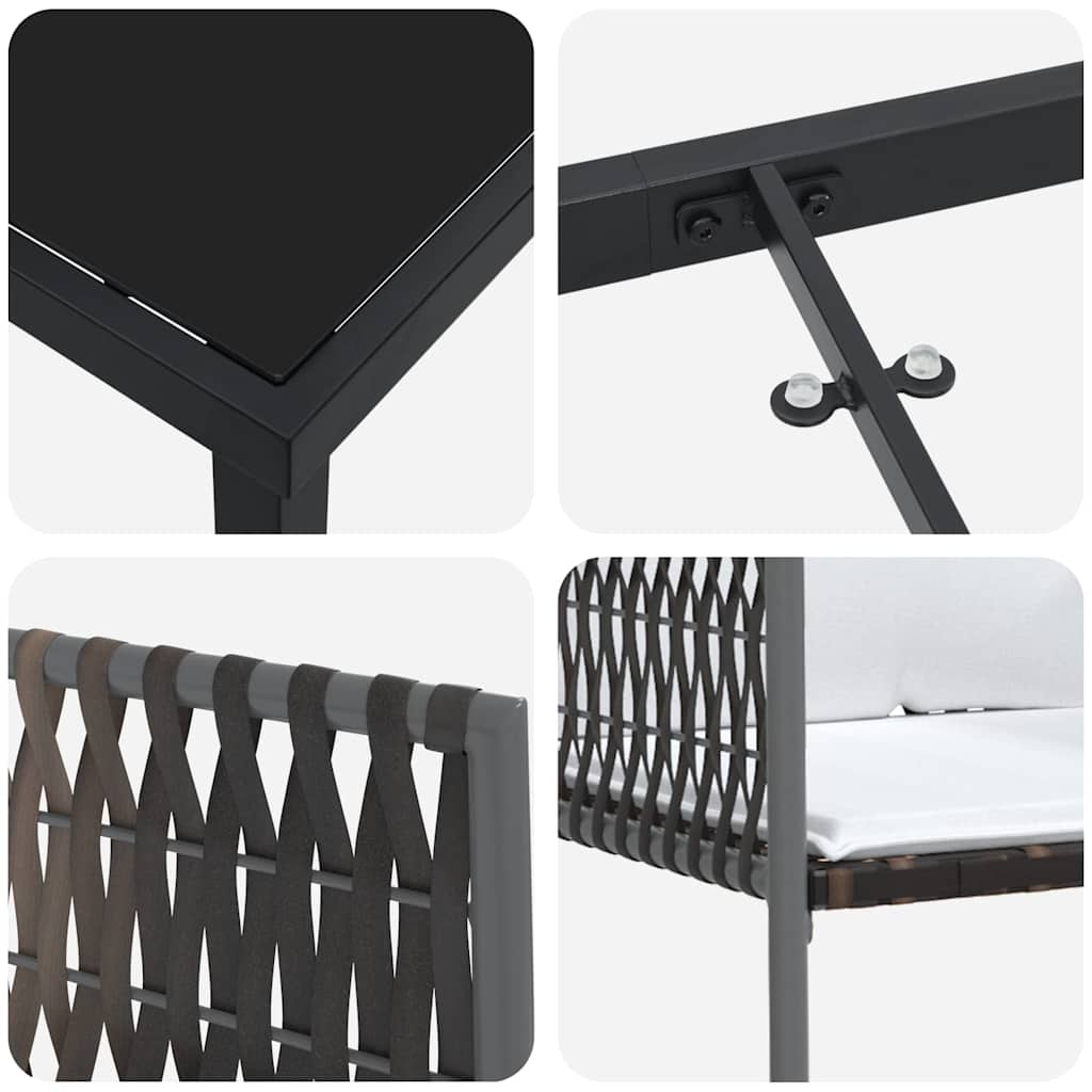 Ensemble de salle à manger pour jardin 7 pcs Marron et Noir - XIOS