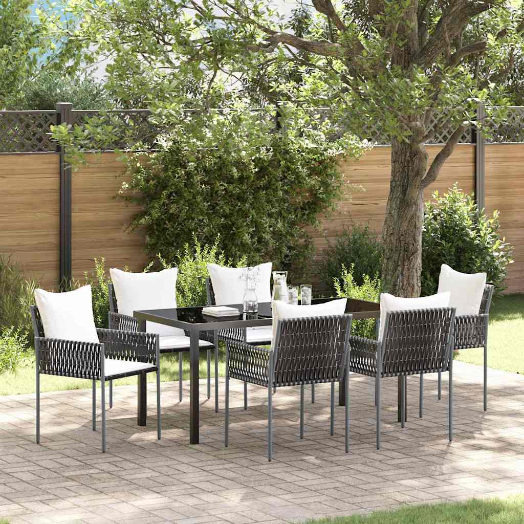 Ensemble de salle à manger pour jardin 7 pcs Marron et Noir - XIOS