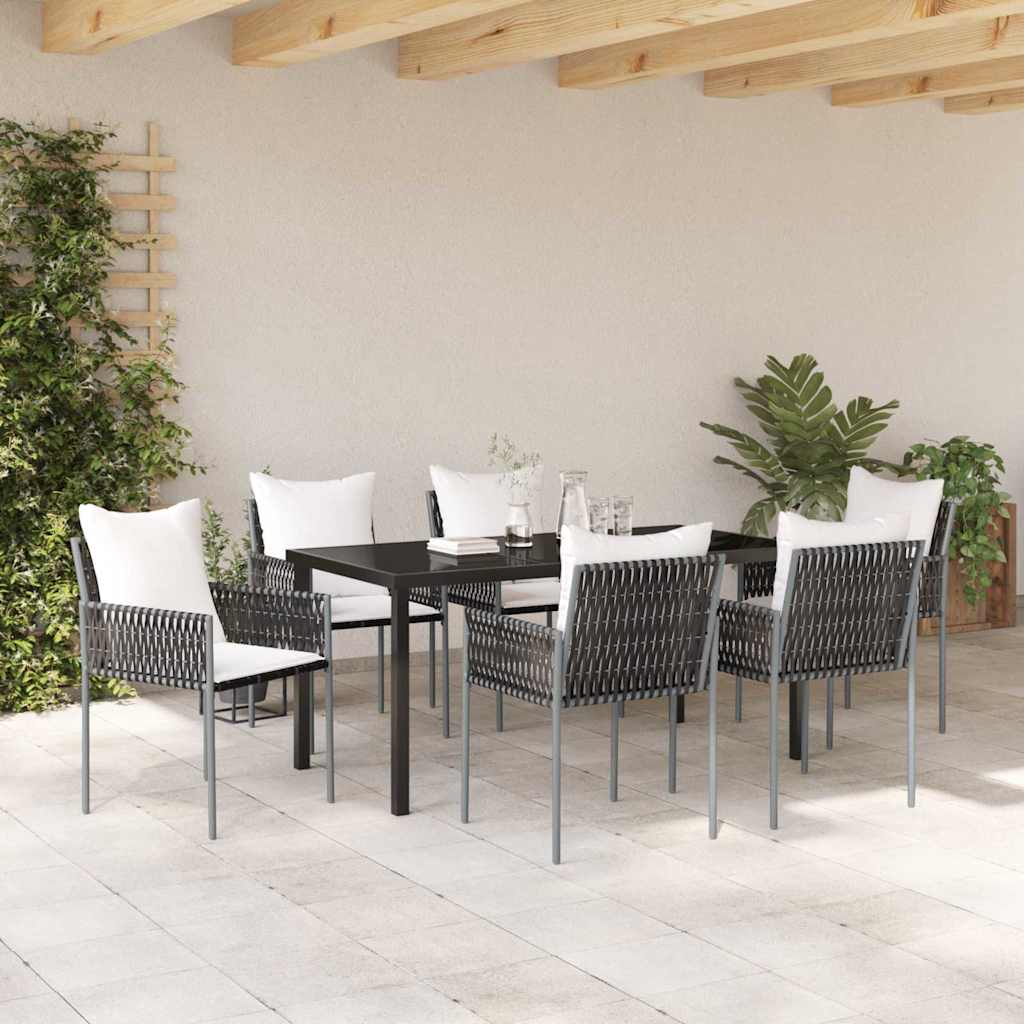 Ensemble de salle à manger pour jardin 7 pcs Marron et Noir - XIOS
