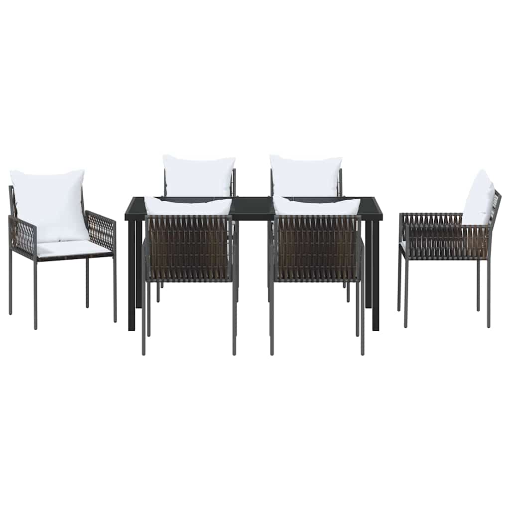 Ensemble de salle à manger pour jardin 7 pcs Marron et Noir - XIOS