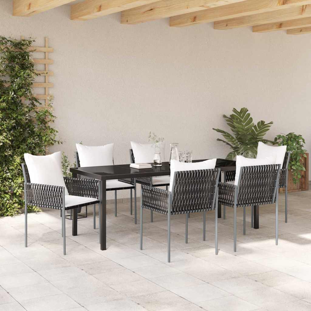 Ensemble de salle à manger pour jardin 7 pcs Marron et Noir - XIOS