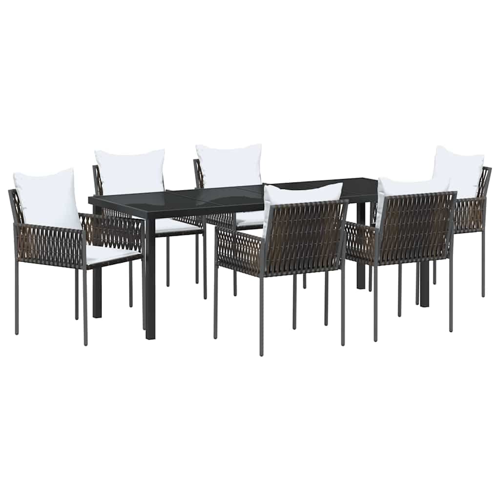Ensemble de salle à manger pour jardin 7 pcs Marron et Noir - XIOS